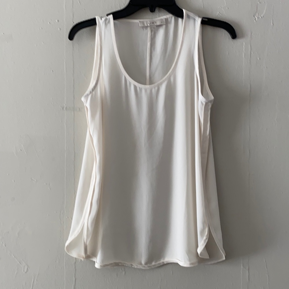 LOFT Petites, All-Season, Semi-Sheer, Dressy Sleeveless Blouse, Off-White XSP